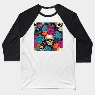 Floral skulls Baseball T-Shirt